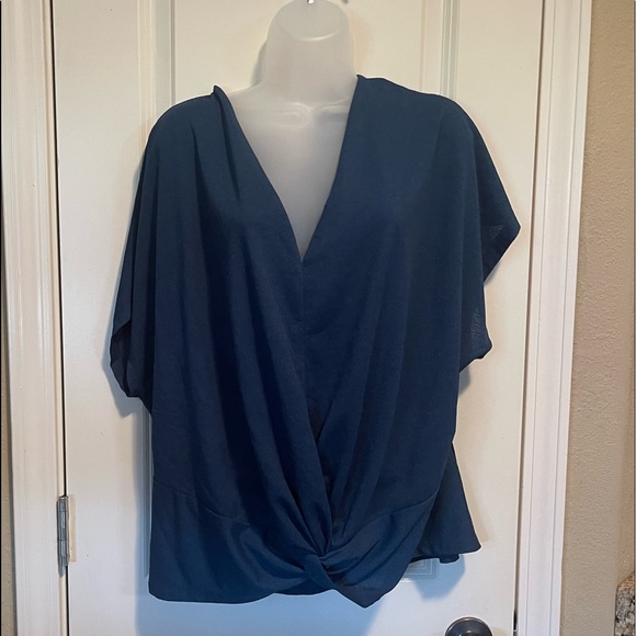 Tops - Womens dark teal knitted front top 2X